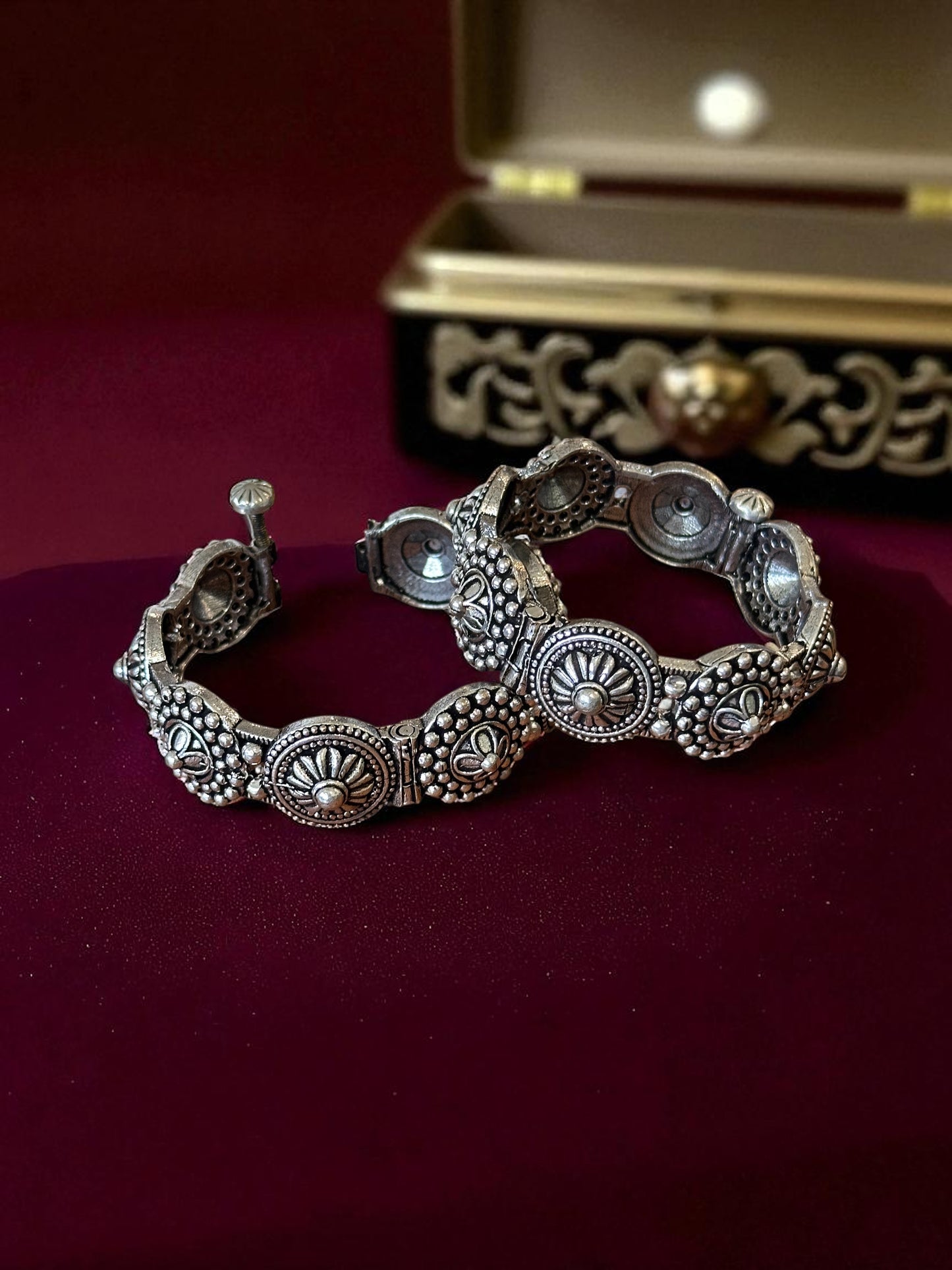 Oxidised Silver Plated Brass Rama Kada Set