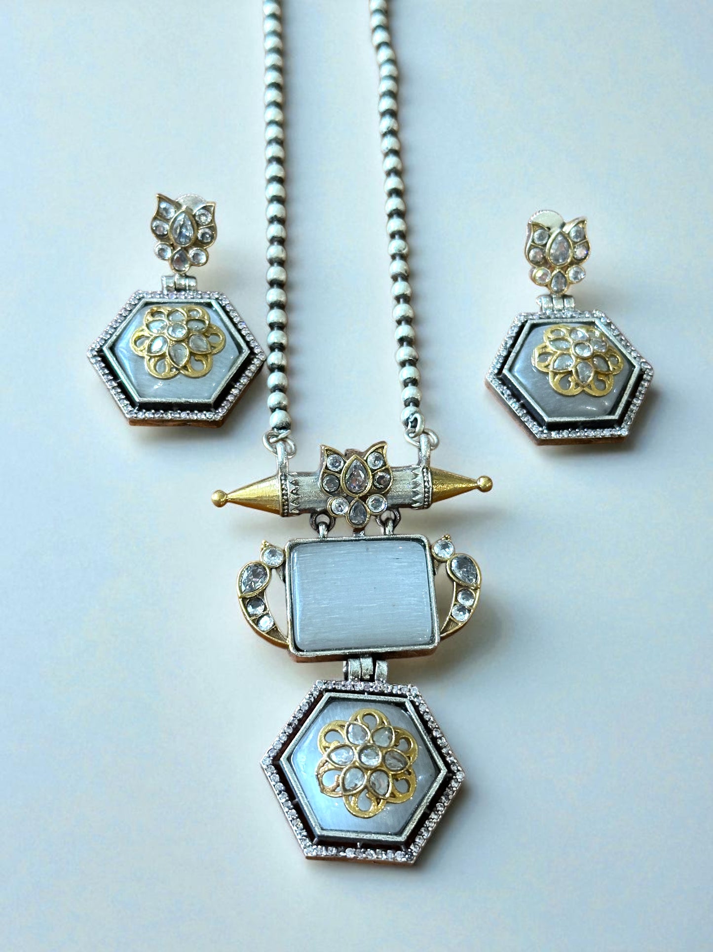 Dual Tone Anushka Long Necklace Set