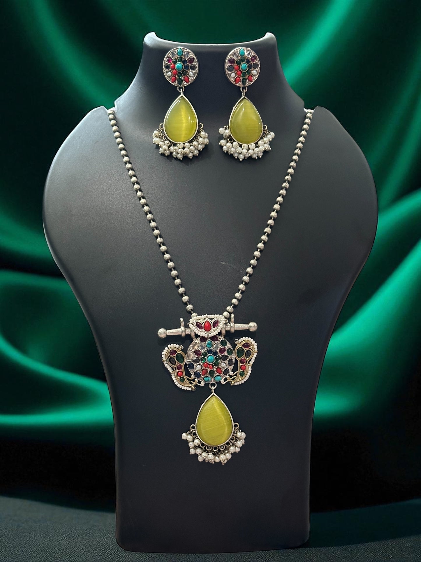 Dual Tone Sarika Long Necklace Set