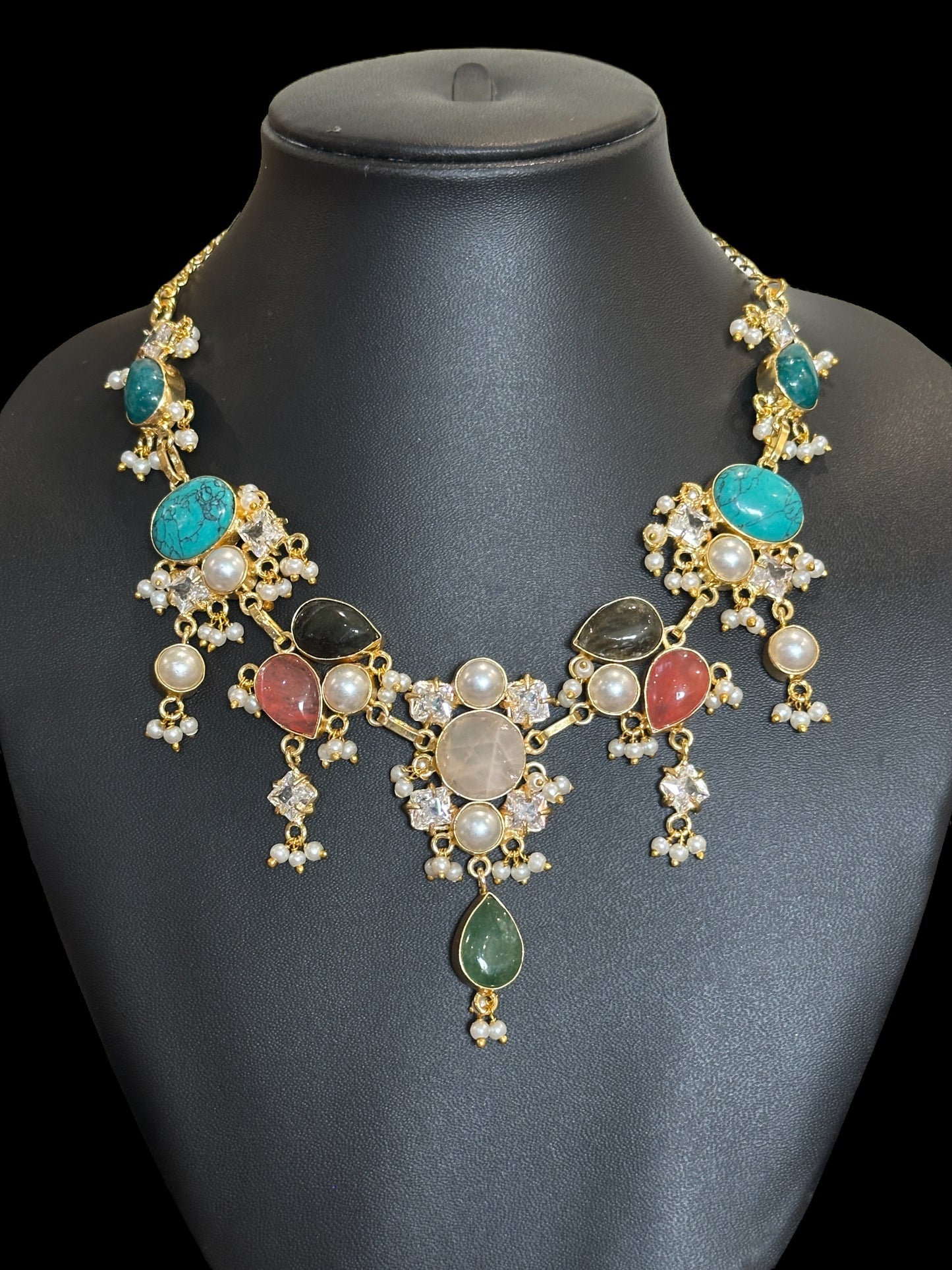 Maanvi Statement Necklace Set with Tikka