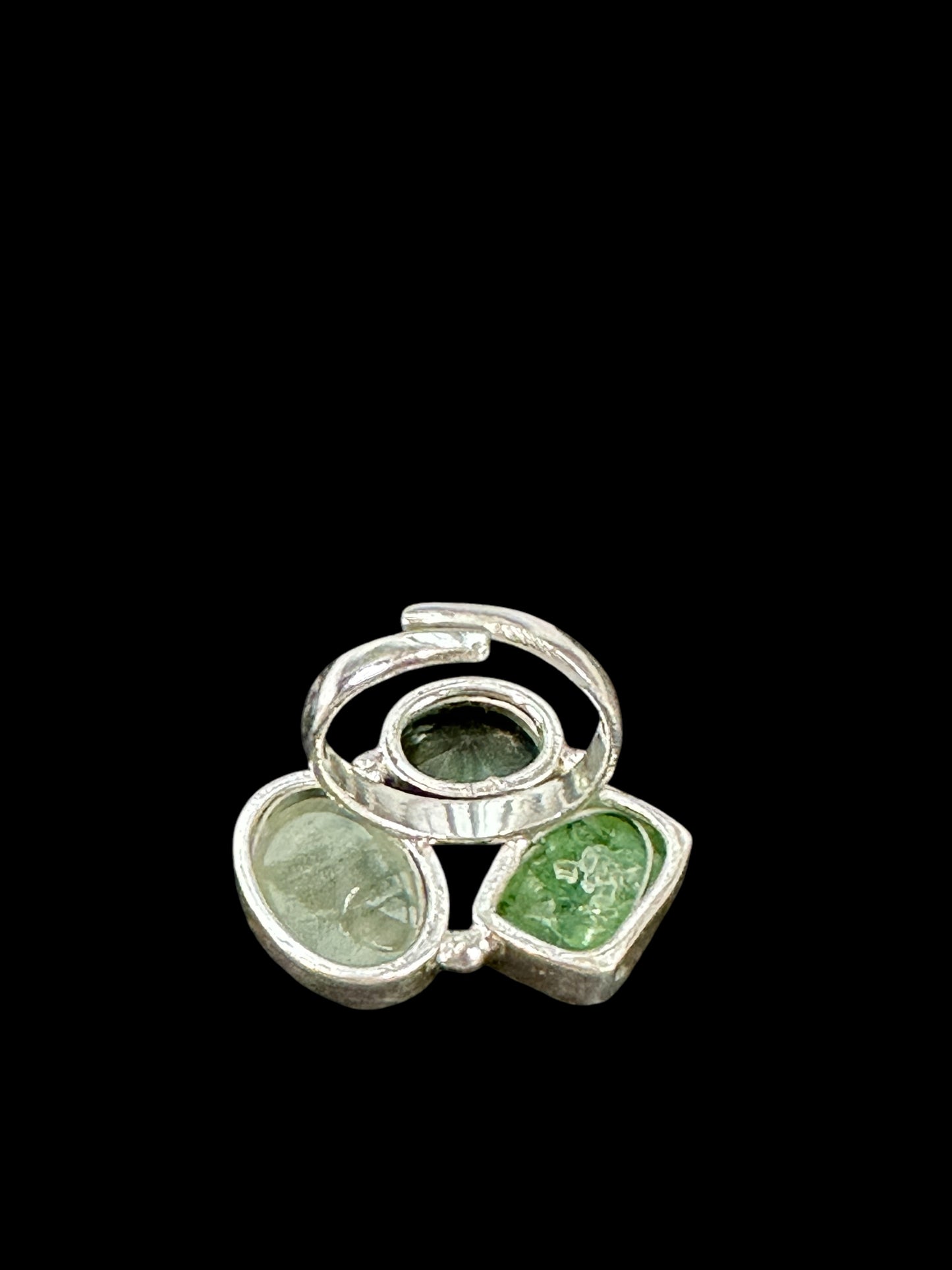 Three Stones Boho Adjustable Silver Alloy Ring