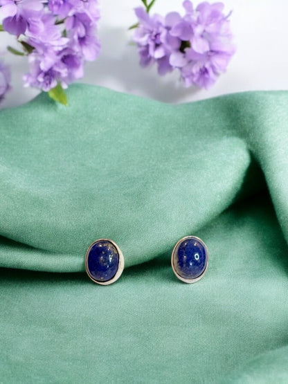 Blue Lapis Lazuli Oval Minimal Studs