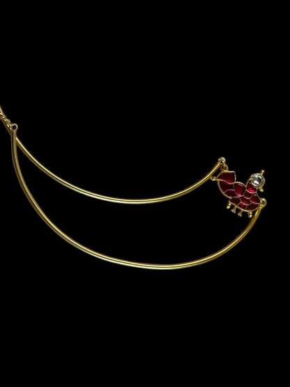 Pink Chidiya Jadau Statement Brass Hasli Set