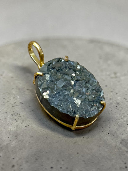Large Pyrite Boho Chunky Pendant (Without Chain)