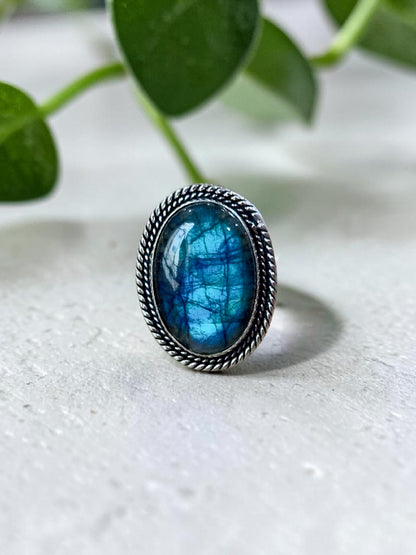 Labradorite Chunky Boho Ring Large
