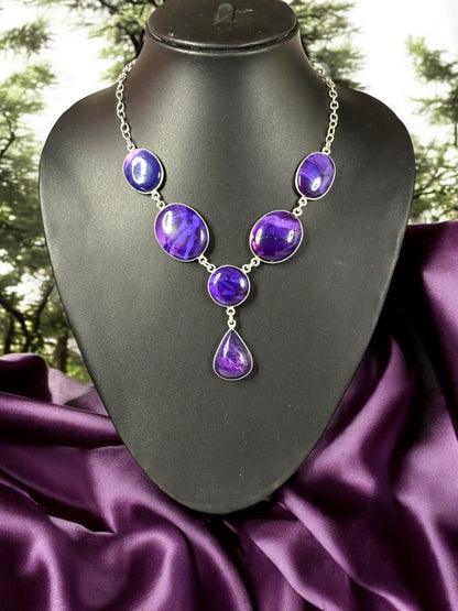 Purple Charoite Oval Boho Necklace