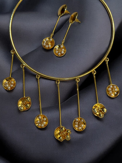 Ghungroo Statement Gold Plated Hasli Set