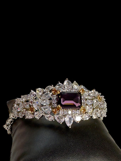 Royal Purple CZ and Doublet Cocktail Bracelet