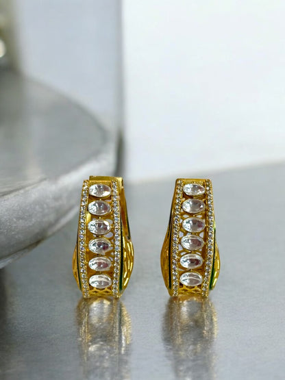 Kyra Jadau Brass Square Hoops