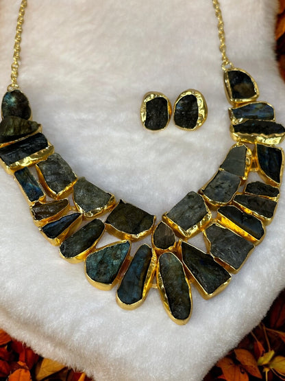 Black Labradorite Box Necklace Set