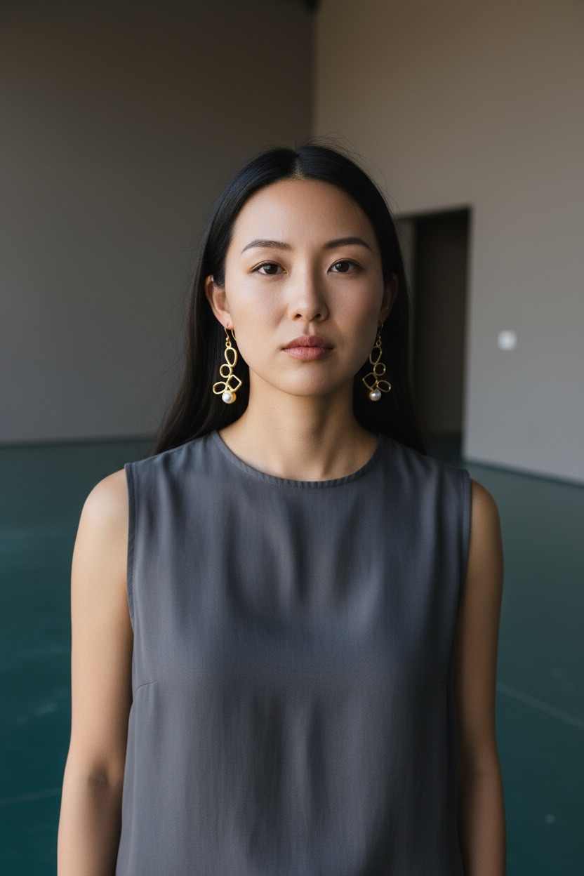 Geo Pearl Drop Earrings