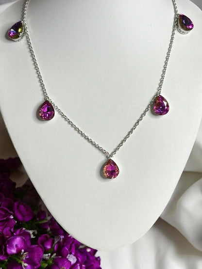 Swarovski Crystal Teardrop Necklace Set With Studs