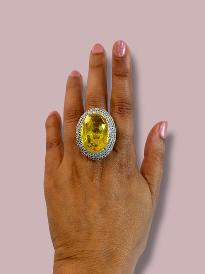 Crushed Doublet Oval Cocktail Ring Adjustable