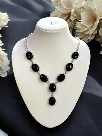 Black Onyx Smooth Boho Necklace