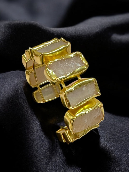 Natural Stone Box Mayanka Statement Brass Kada Adjustable