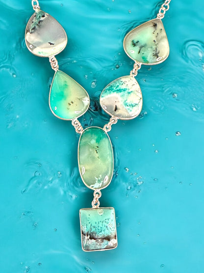 Ocean Blue Dendrite Opal Boho Necklace