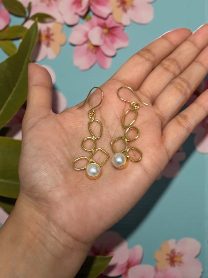 Geo Pearl Drop Earrings