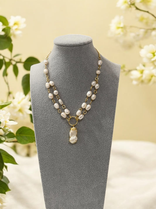 Twin Tide Pearl Necklace