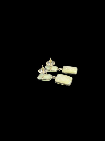 Pale Green Faceted Shell Oval Earrings