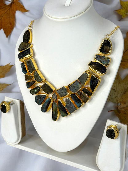 Black Labradorite Box Necklace Set