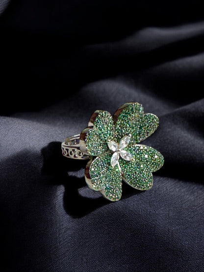 Green Nano AD Clover Alia Adjustable Ring