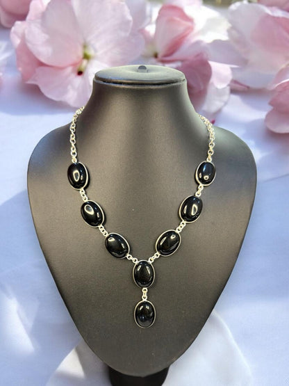 Black Onyx Smooth Boho Necklace