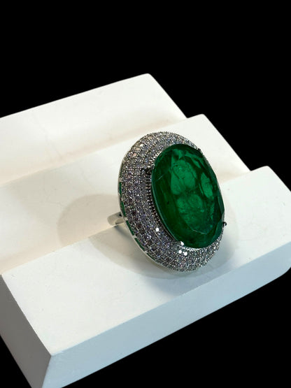 Crushed Doublet Oval Cocktail Ring Adjustable