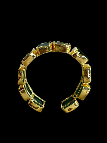 Natural Stone Box Mayanka Statement Brass Kada Adjustable