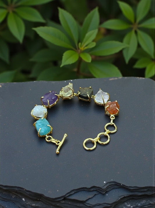 Multi Stone Saisha Brass Bracelet