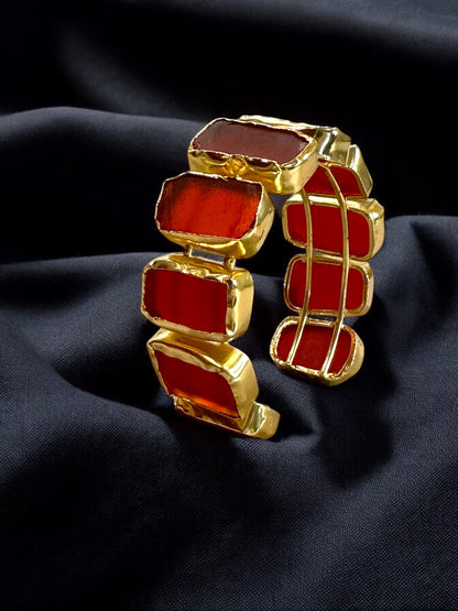 Natural Stone Box Mayanka Statement Brass Kada Adjustable