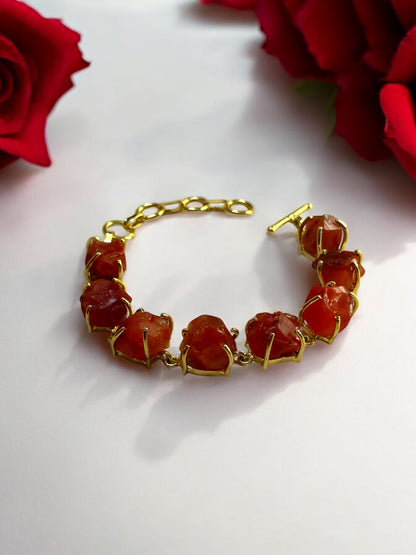 Dark Orange Carnelion Stone Saisha Bracelet