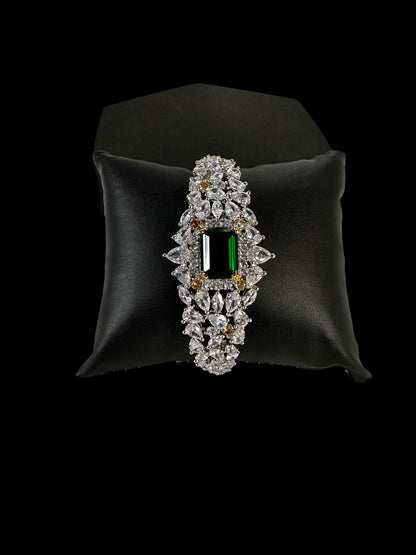 Royal Green CZ and Doublet Cocktail Bracelet