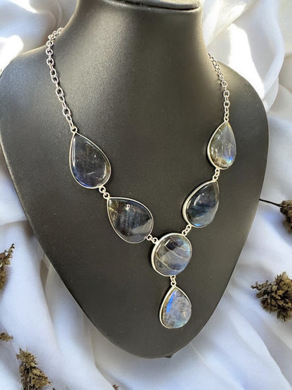 Fire Blue Labradorite Boho Necklace