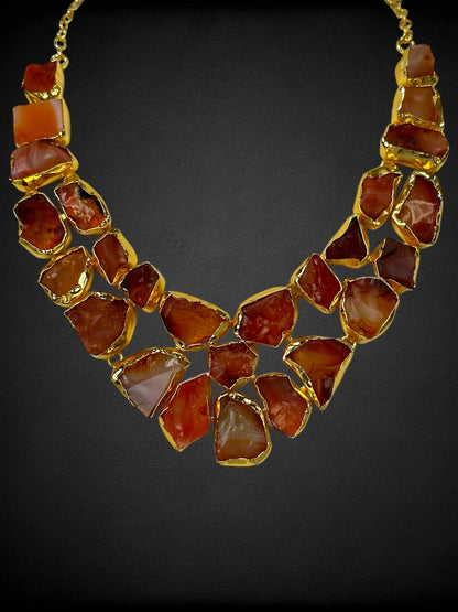 Dark Orange Carnelion Box Necklace Set