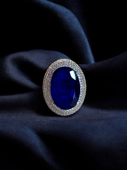 Crushed Doublet Oval Cocktail Ring Adjustable
