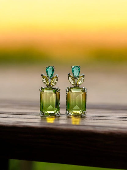 Dual Shade Crystal Stud Earrings