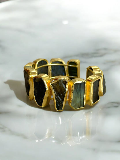 Natural Stone Box Mayanka Statement Brass Kada Adjustable