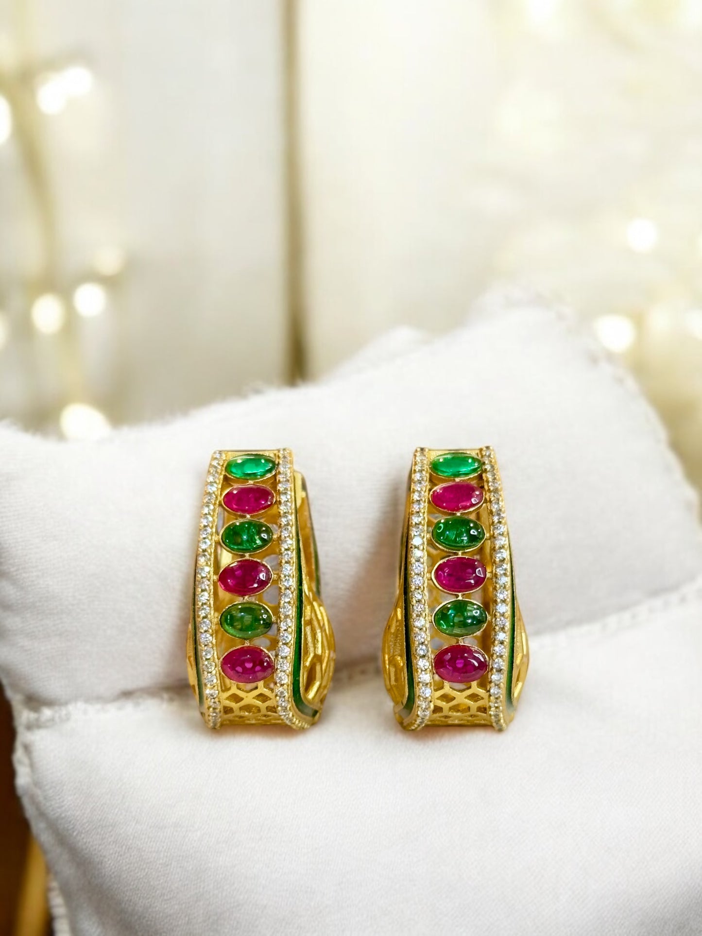 Kyra Jadau Brass Square Hoops