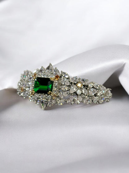 Royal Green CZ and Doublet Cocktail Bracelet