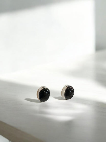 Black Onyx Oval Minimal Studs