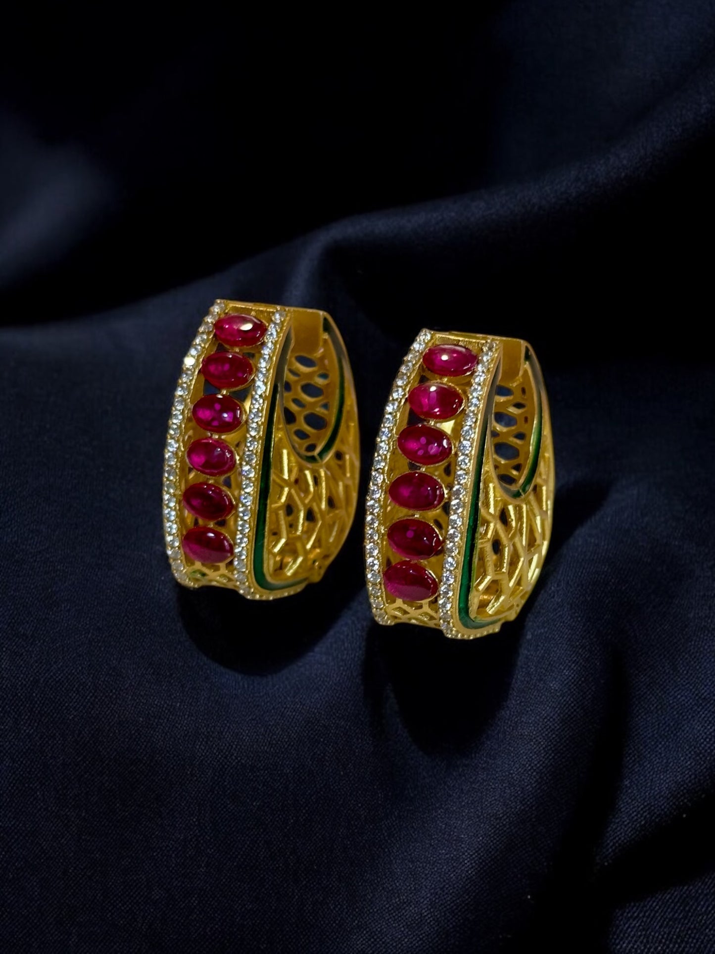 Kyra Jadau Brass Square Hoops