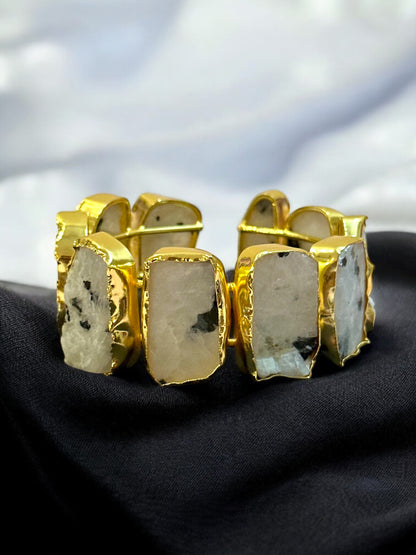 Natural Stone Box Mayanka Statement Brass Kada Adjustable
