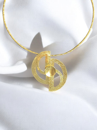 Pure Brass Chakra Statement Gold Plated Hasli Set