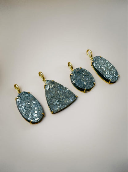 Large Pyrite Boho Chunky Pendant (Without Chain)
