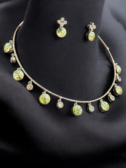 Lime Green Swarovski Collar Necklace Set