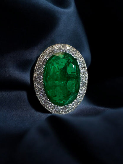 Crushed Doublet Oval Cocktail Ring Adjustable