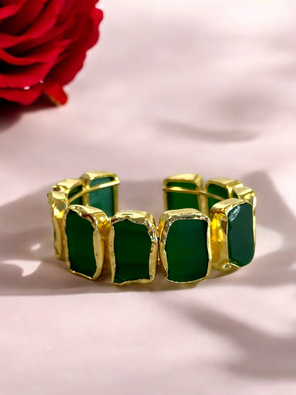 Natural Stone Box Mayanka Statement Brass Kada Adjustable