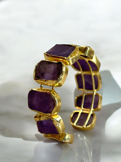 Natural Stone Box Mayanka Statement Brass Kada Adjustable