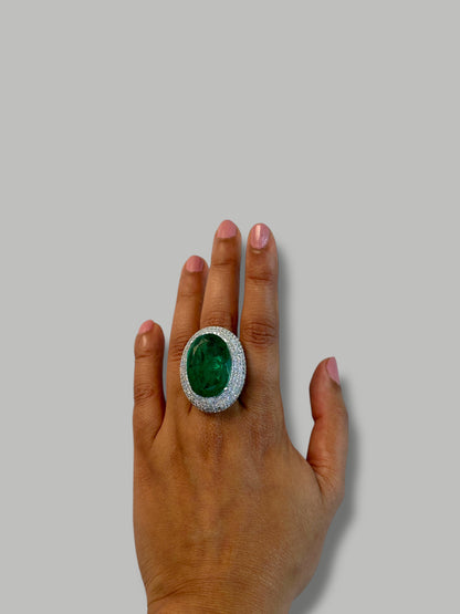 Crushed Doublet Oval Cocktail Ring Adjustable
