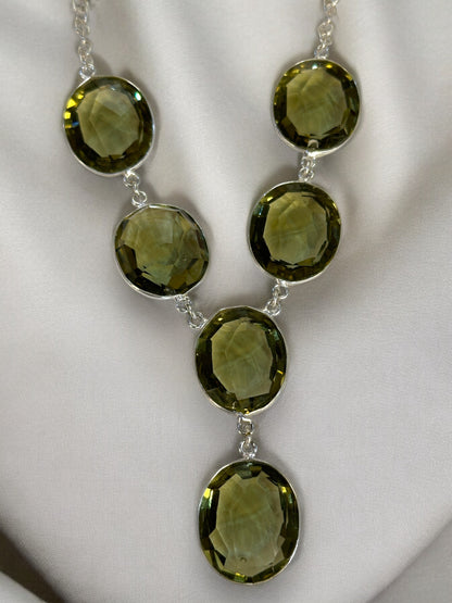 Olive Natural Quartz Faceted Necklace